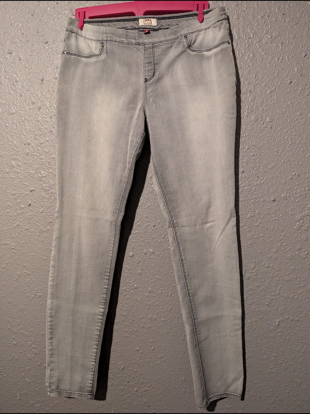 Sz L Lt Gray/Black Women’s Stretch Skinny Jeans